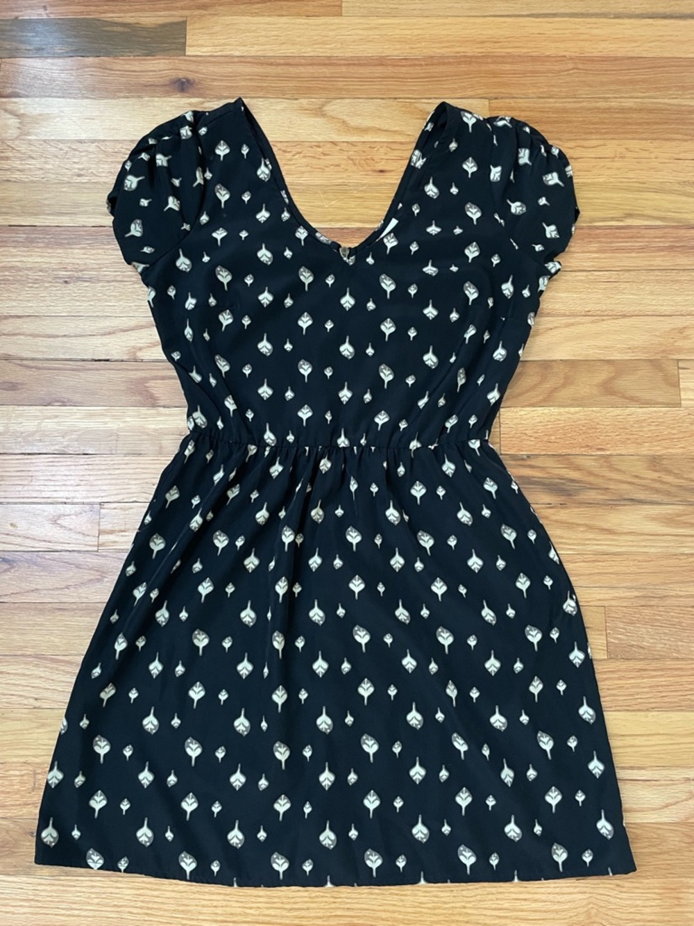 Mimi Chica Black Mini Dress with Cream Floral Motif